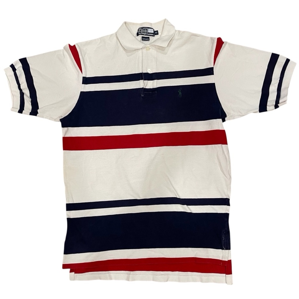 Ralph Lauren Men's Polo Shirt - White, Red, and Blue